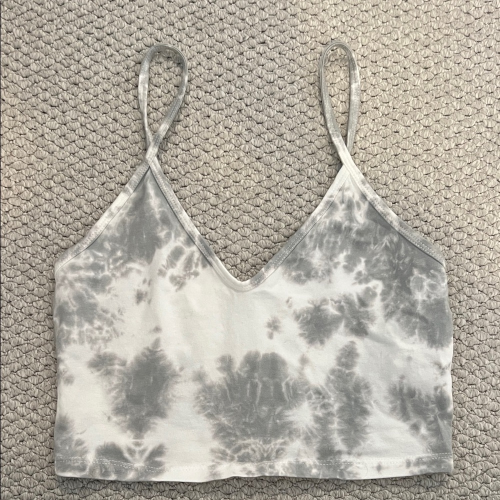 Grey/white Tie-Dye Zara Crop Top